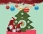 Composite illustration of a tree, toy santas, tinsel, baubles