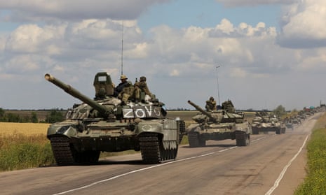 An armoured convoy of Russian troops drives in through part of the Zaporizhzhia region earlier this year.