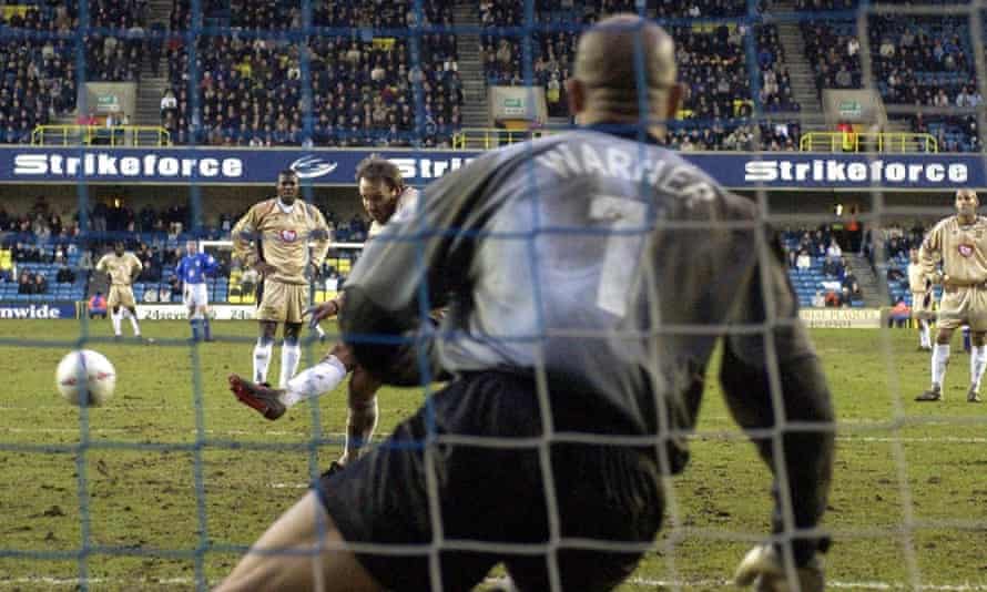Scoring a penalty for Portsmouth against Millwall in 2003