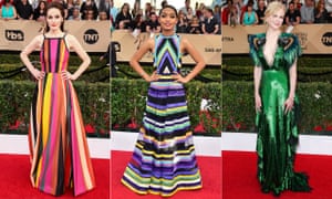 From left: Michelle Dockery in Elie Saab, Yara Shahidi in Naeem Khan and Nicole Kidman in Gucci.