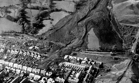 The burial of Aberfan under a colliery tip in October 1966. 
