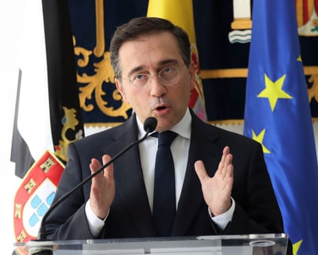 Spanish foreign minister José Manuel Albares addresses a press conference after his meetings in Ceuta.