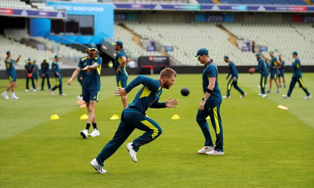 Australia training at Edgbaston – part of their session involved walking barefoot to capture ‘positive energy coming out of the earth’.
