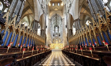 Interior of Westminster Abbey, London.
