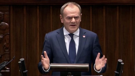 Donald Tusk speaks out against xenophobia in address to Polish parliament – video
