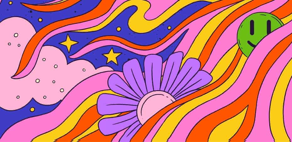 Crop of illustration of woman on psychedelic trip