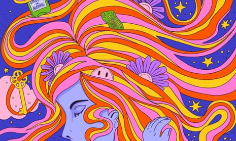 Illustration of woman on psychedelic trip