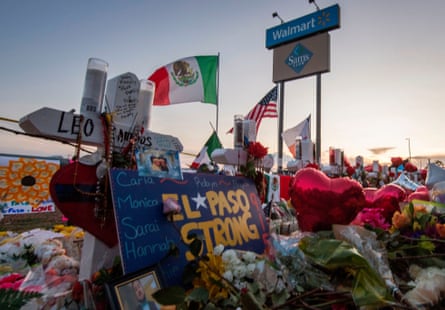 The makeshift memorial for victims of the shooting at the Cielo Vista Mall WalMart in El Paso, Texas, on August 6, 2019.