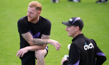 Stokes stretches off during a warm-up session