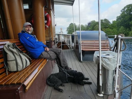 Martin in Silkeborg, Denmark, on a paddle steamer with his dog, Morris.