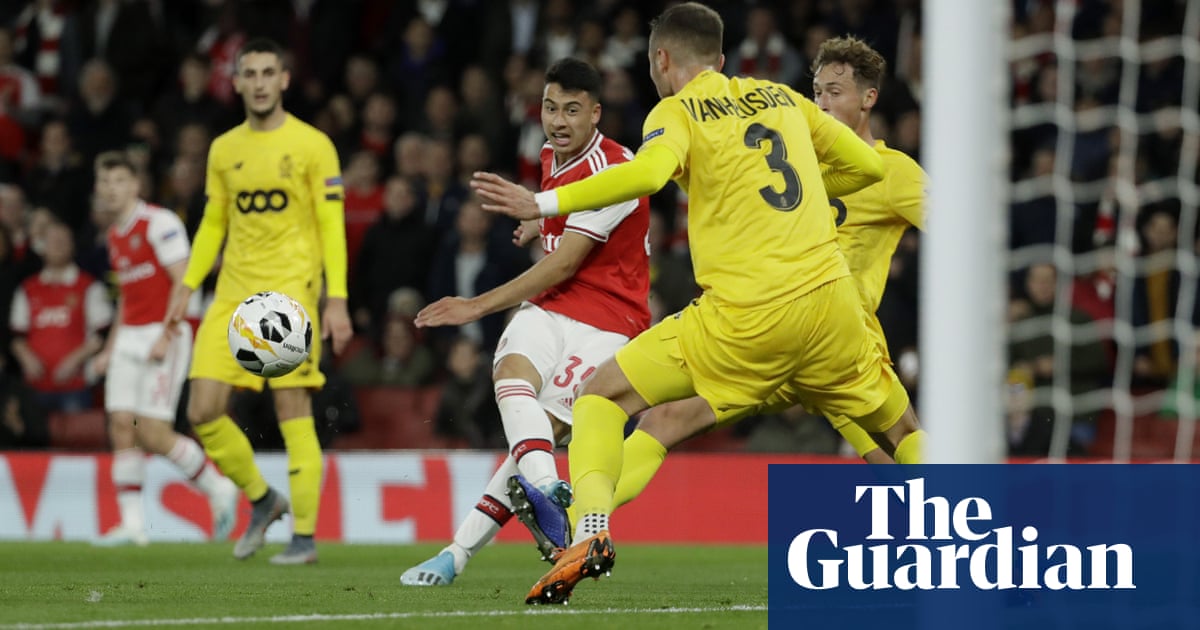 Gabriel Martinelli S Double Sends Arsenal Surging Past Standard Liege Europa League The Guardian