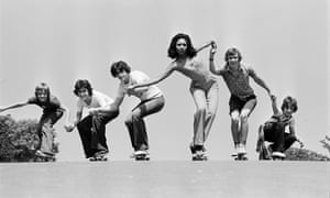 July 1976: dungarees and leisurewear are ideal for the latest fashion – skateboarding.