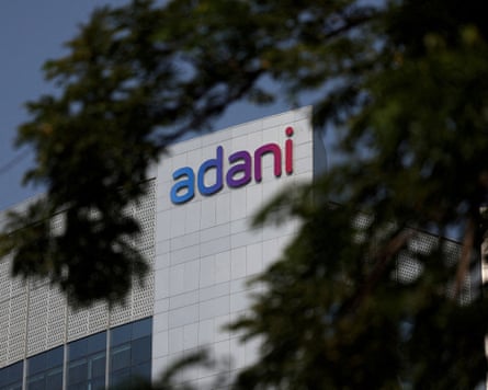 The logo of Adani Group on the facade of its Corporate House on the outskirts of Ahmedabad, India, November 21, 2024.