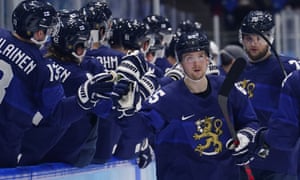 Winter Olympics day six: Johaug wins second gold, ice hockey and more – live! - The Guardian 3 Sakari Manninen celebrates his goal.