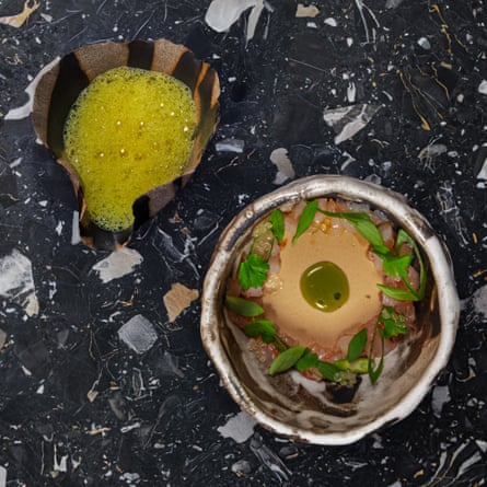 670 Grams’ carabinero with prawn head caramel and savoury custard.
