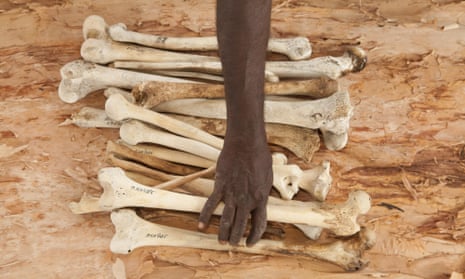 Humans remains during the repatriation and ceremonial reburial of Indigenous remains by the elders of Gunbalanya on 19 July 2011 in Arnhem Land, Australia. 