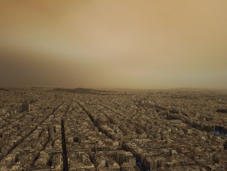 A wave of Sahara dust covers the Greek capital, Athens, Greece