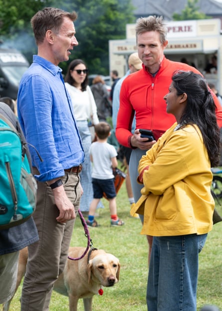 Jeremy Hunt and Anushka Athique talking at the Godalming town show.