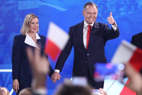 Marta Nawrocka and Karol Nawrocki during the election evening of the second round of the Presidential election in Warsaw, Poland.