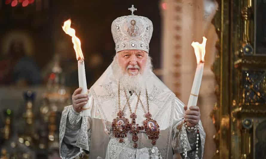 Patriarch Kirill conducts the Easter service at the Christ the Savior Cathedral in Moscow, Russia.
