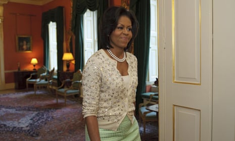 Michelle Obama wearing a cardigan at 10 Downing Street in 2009