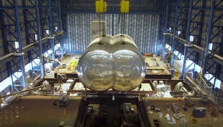 A shiny new fuel tank on a ship