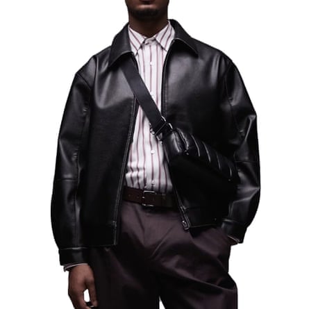 Topman faux leather harrington jacket