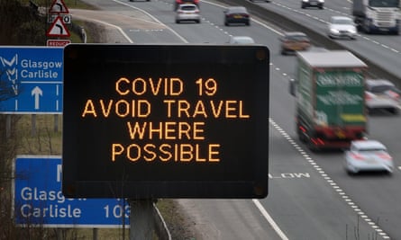 Coronavirus signs on a UK motorway.