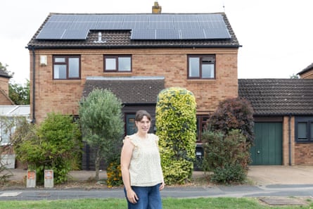 Clare Naylor stands outside her four-bedroom new-build home