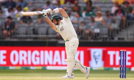 Steve Smith tries to lift the scoring rate in Australia’s second innings in Perth.