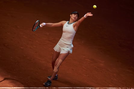 Emma Raducanu in action in Madrid