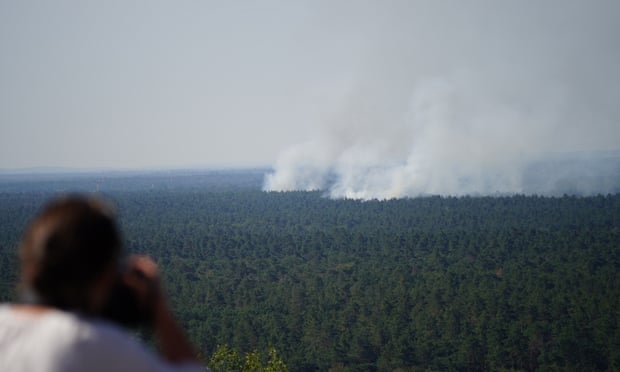 Smoke rises during a forest fire in the Grunewald district of Berlin.