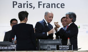 French foreign affairs minister Laurent Fabius presides as the COP21 president
