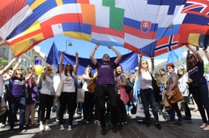 A pro-European parade in Warsaw.