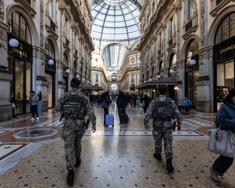 Italian soldiers walking through the Galleria Vittorio Emanuele II on 23 October, 2026