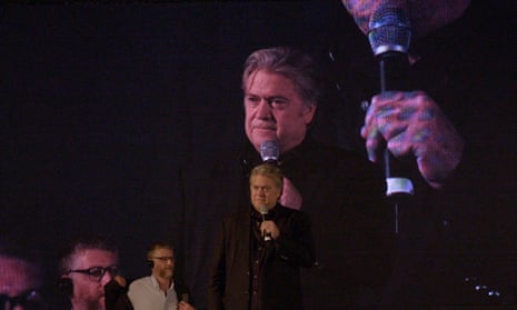Steve Bannon speaks at a far right event in Rome
