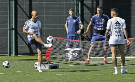 Mascherano during an Argentina training session on Saturday in Sant Joan Despi, Spain.