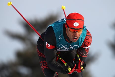 Pita Taufatofua of Tonga competes during the Cross-Country Skiing Men’s 15km Free at Alpensia Cross-Country Centre