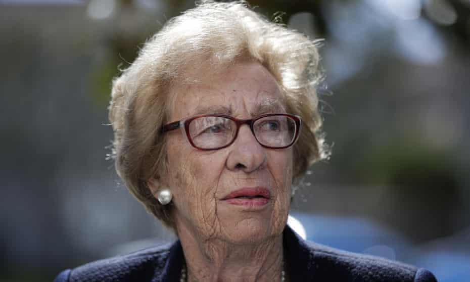 Eva Schloss met with California high school students who were photographed giving Nazi salutes around a swastika formed by drinking cups at a party.