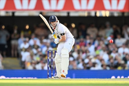Harry Brook of England batting on the first day of the second Test at the Gabba.