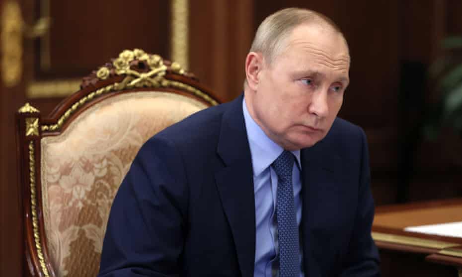 Vladimir Putin at the Kremlin on Friday. Moscow has persistently portrayed the crisis as a military threat from Ukraine against Russia.
