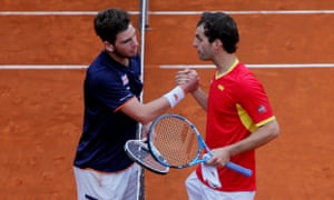 Cameron Norrie, left, was beaten in the decisive fourth rubber by Albert Ramos-ViƱolas.