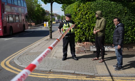 A street is cordoned off after the attack in Hainault, east London.