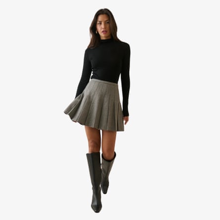 Nobody's child Grey Herringbone Pleated miniskirt
