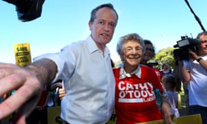 Bill Shorten and a supporter of the Labor candidate for Herbert, Cathy O'Toole, in Townsville
