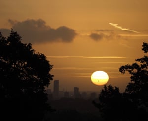 Taken this morning on Hampstead Heath in London. Bird traverses rising sun. Shot using Olympus camera and lens.