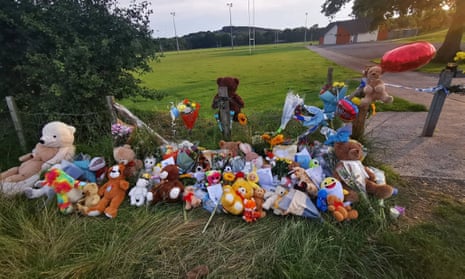 Tributes left in Bridgend, close to where the body of Logan Mwangi, five, was discovered