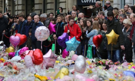 Tributes to the victims to the Manchester Arena attack in St Ann’s Square in May 2017