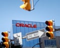 The Oracle field office in Arlington, Virginia, US, behind road signs and traffic lights