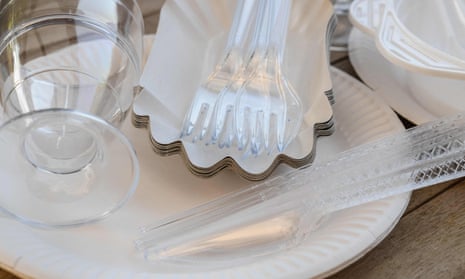 Plastic cutlery on a table